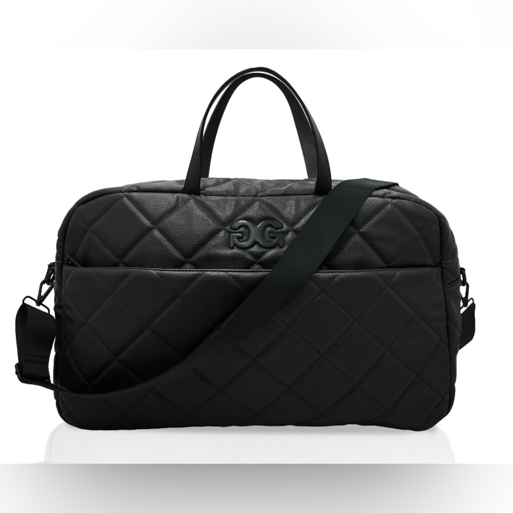 New Gilda Paris Elegant Black Quilted Duffel Bag
